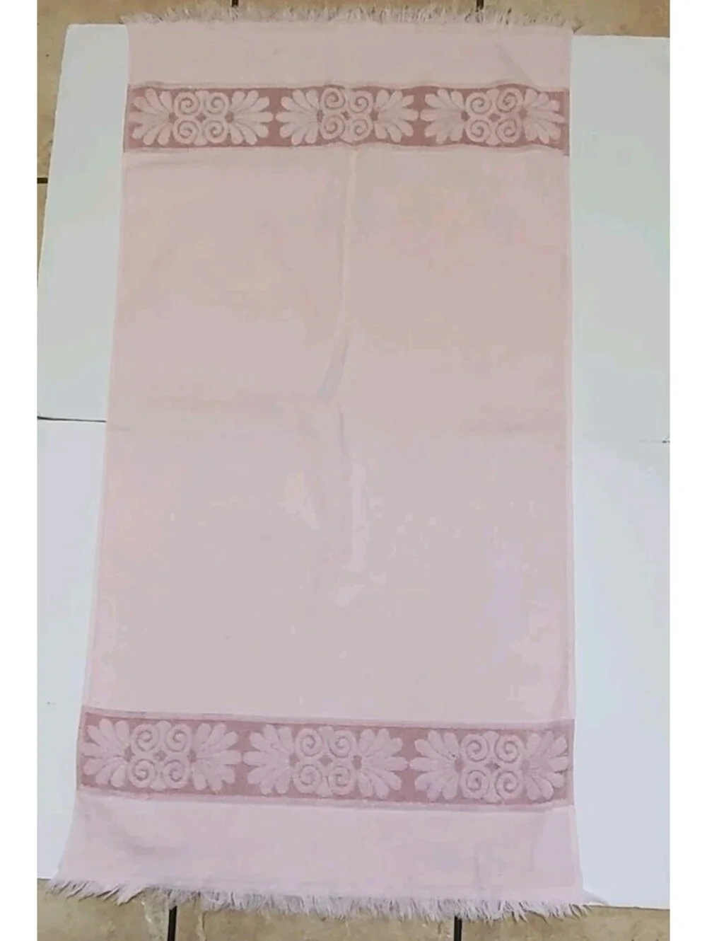 Vintage Cannon Monticello Sculpted Bath Towels Fringe Lot Of 3 USA Made